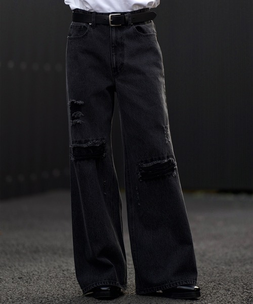 CLEL（クレイル）の「【CLEL】Veiled Damage Denim / ヴェイルドダメージデニム（デニムパンツ・メンズ・ライトブルー/ブルー系2/ブルー系1/ブラック・XS/S/L/M）」の8枚目の写真