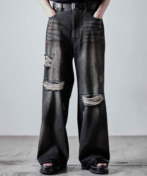 CLEL（クレイル）の「【CLEL】Veiled Damage Denim / ヴェイルドダメージデニム（デニムパンツ・メンズ・ライトブルー/ブルー系2/ブルー系1/ブラック・XS/S/L/M）」の14枚目の写真