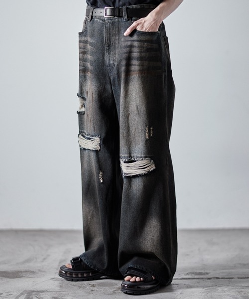 CLEL】Veiled Damage Denim / ヴェイルドダメージデニム（デニムパンツ