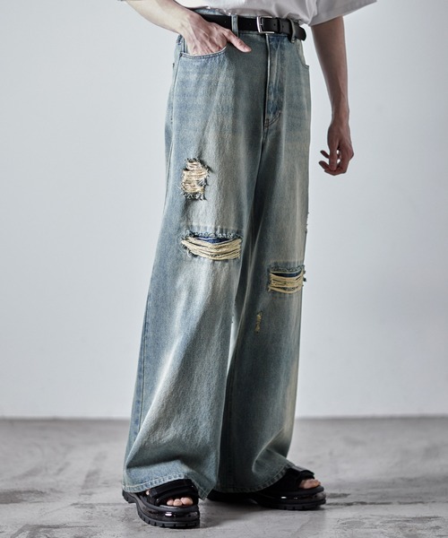 CLEL】Veiled Damage Denim / ヴェイルドダメージデニム（デニムパンツ