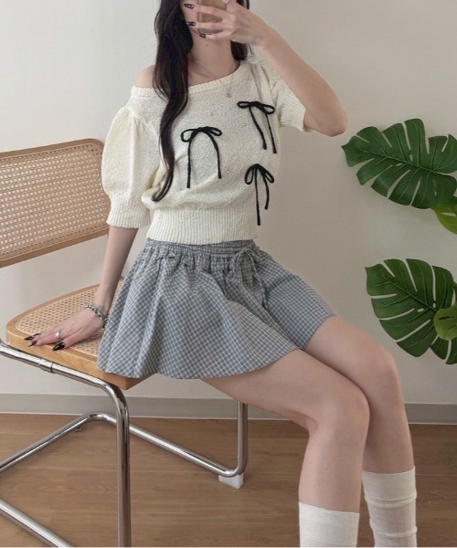 nemne store(ネンネストア)の「カールヤーンリボンニットPO(ニット/セーター・レディース・ネイビー/グレー/アイボリー・フリー)」の2枚目の写真