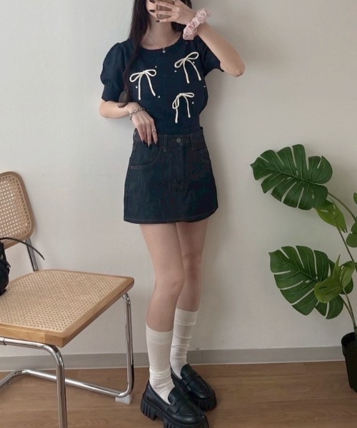 nemne store(ネンネストア)の「カールヤーンリボンニットPO(ニット/セーター・レディース・ネイビー/グレー/アイボリー・フリー)」の8枚目の写真