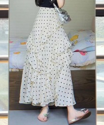 SPIGA | ｲﾚｷﾞｭﾗｰﾌﾘﾙ水玉ﾛﾝｸﾞｽｶｰﾄ(スカート)