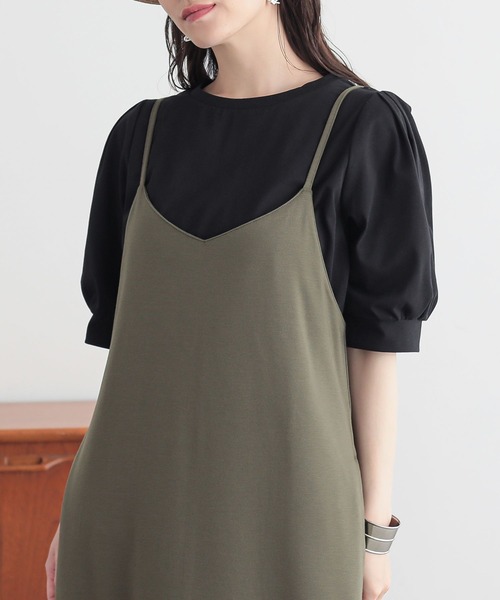 n'OrLABEL(ノアールレーベル)の「【接触冷感】タックパフスリーブカットソー(Tシャツ/カットソー・レディース・ブラック/イエロー/ライトグレー/ブルー・1/2)」の1枚目の写真