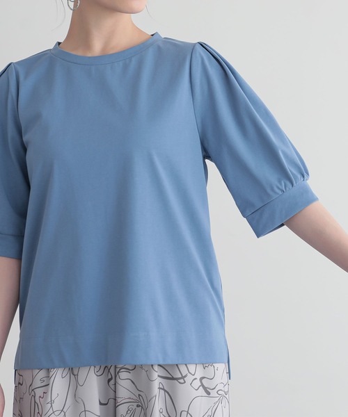 n'OrLABEL(ノアールレーベル)の「【接触冷感】タックパフスリーブカットソー(Tシャツ/カットソー・レディース・ブラック/イエロー/ライトグレー/ブルー・1/2)」の16枚目の写真