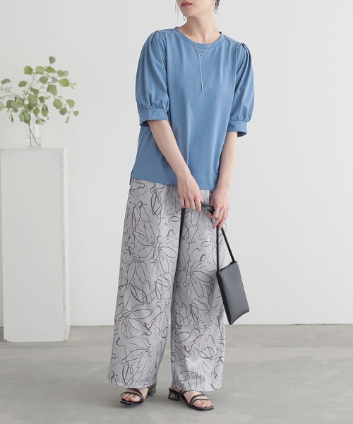 n'OrLABEL(ノアールレーベル)の「【接触冷感】タックパフスリーブカットソー(Tシャツ/カットソー・レディース・ブラック/イエロー/ライトグレー/ブルー・1/2)」の17枚目の写真