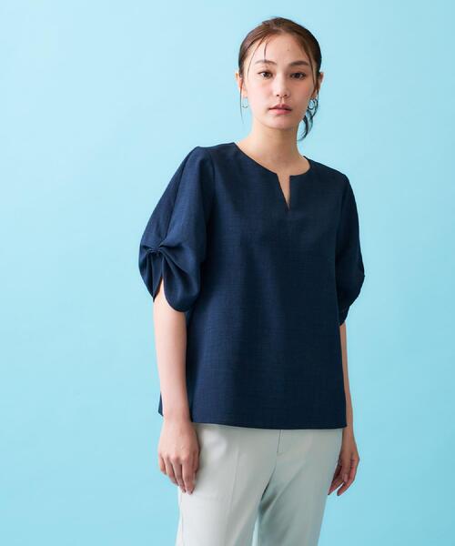【通勤におすすめ/洗える】キーネックコットンブラウス ブラウス シャツ キーネックブラウス レディース : ZOZOTOWN