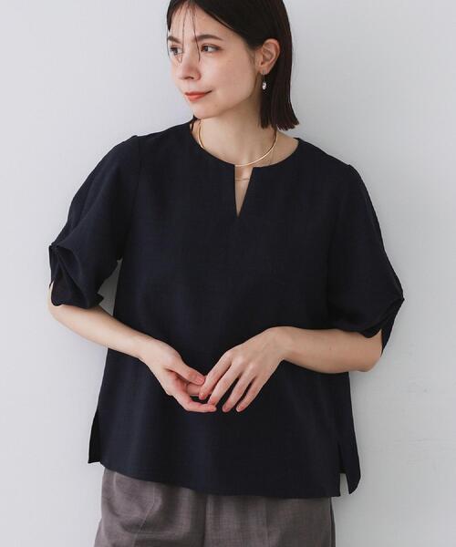【通勤におすすめ/洗える】キーネックコットンブラウス ブラウス シャツ キーネックブラウス レディース : ZOZOTOWN