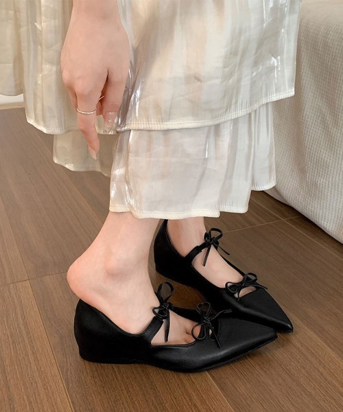 Miniministore（ミニミニストア）の「ダブルリボンパンプス美脚ポインテッドトゥ（パンプス・レディース・ブラック/シルバー/アイボリー・24.5cm/24.0cm/23.5cm/23.0cm/22.5cm）」の7枚目の写真