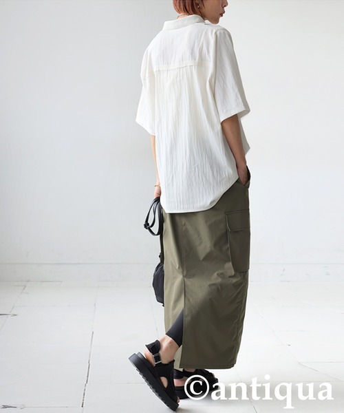 antiqua（アンティカ）の「テープデザインシャツ（シャツ/ブラウス・レディース・ホワイト/ブラック・ONESIZE）」の4枚目の写真