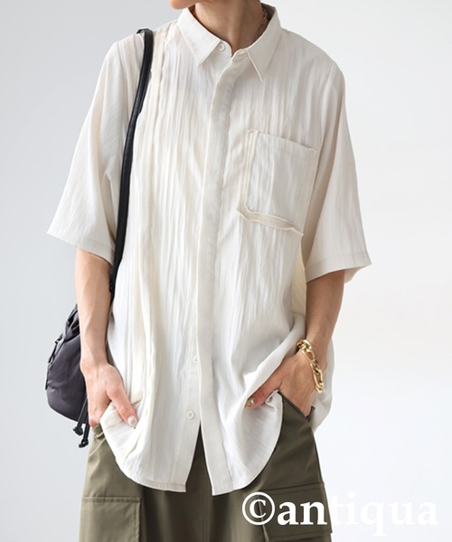 antiqua（アンティカ）の「テープデザインシャツ（シャツ/ブラウス・レディース・ホワイト/ブラック・ONESIZE）」の5枚目の写真