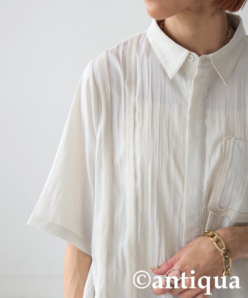 antiqua（アンティカ）の「テープデザインシャツ（シャツ/ブラウス・レディース・ホワイト/ブラック・ONESIZE）」の6枚目の写真