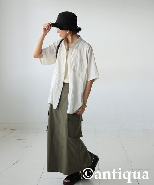 antiqua（アンティカ）の「テープデザインシャツ（シャツ/ブラウス・レディース・ホワイト/ブラック・ONESIZE）」の8枚目の写真