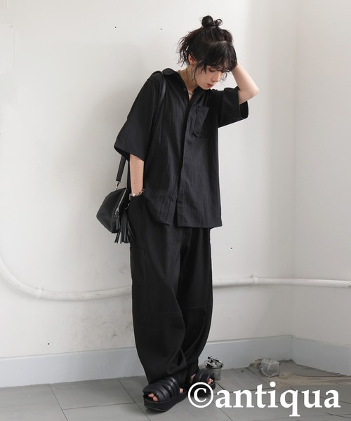 antiqua（アンティカ）の「テープデザインシャツ（シャツ/ブラウス・レディース・ホワイト/ブラック・ONESIZE）」の9枚目の写真