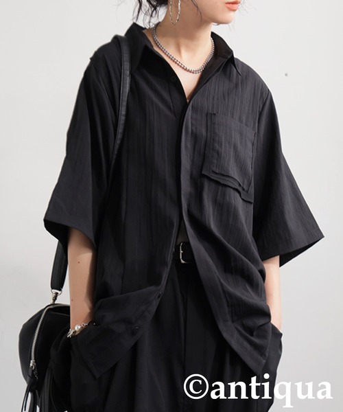 antiqua（アンティカ）の「テープデザインシャツ（シャツ/ブラウス・レディース・ホワイト/ブラック・ONESIZE）」の10枚目の写真