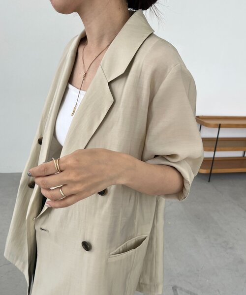 CAPRICIEUX LE'MAGE（カプリシューレマージュ）の「【夏の羽織りに◎】シアー半袖ジャケット（テーラードジャケット・レディース・ブラック/ベージュ・FREE）」の22枚目の写真