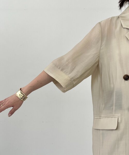 CAPRICIEUX LE'MAGE（カプリシューレマージュ）の「【夏の羽織りに◎】シアー半袖ジャケット（テーラードジャケット・レディース・ブラック/ベージュ・FREE）」の8枚目の写真