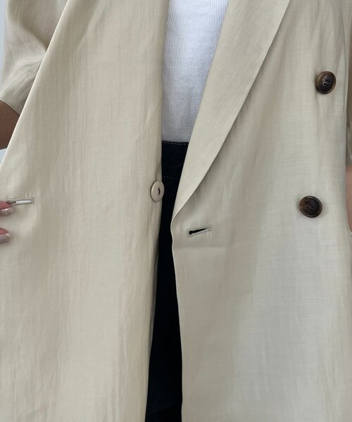 CAPRICIEUX LE'MAGE（カプリシューレマージュ）の「【夏の羽織りに◎】シアー半袖ジャケット（テーラードジャケット・レディース・ブラック/ベージュ・FREE）」の9枚目の写真