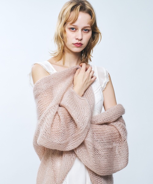 ME COUTURE（ミークチュール）の「2wayキッドモヘヤシアーニット（ニット/セーター・レディース・オフホワイト/ピンク/ベビーピンク/ピンクベージュ・FREE）」の4枚目の写真