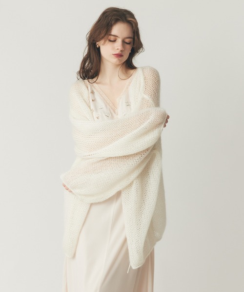 ME COUTURE（ミークチュール）の「2wayキッドモヘヤシアーニット（ニット/セーター・レディース・オフホワイト/ピンク/ベビーピンク/ピンクベージュ・FREE）」の6枚目の写真