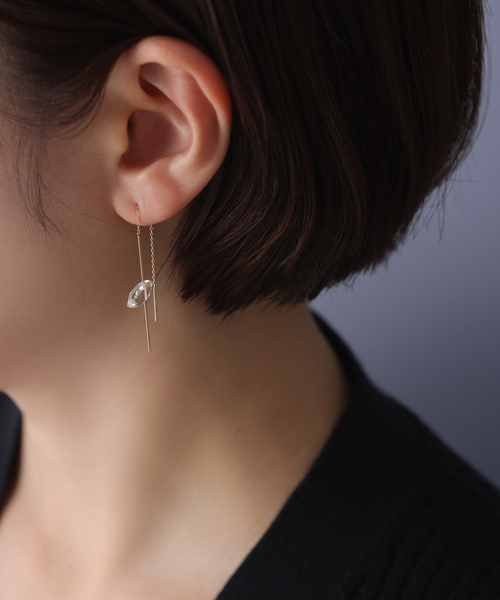 e.m. 購入、片耳ピアス スラストクォーツアメリカンピアス K10（片耳）（ピアス（片耳用