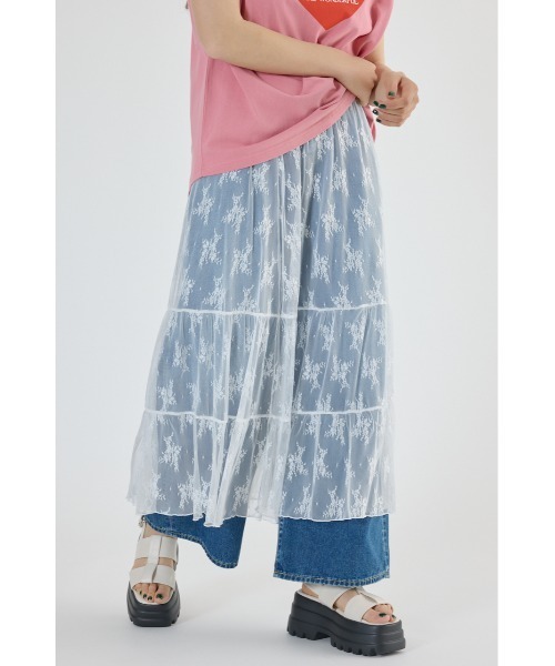 RODEO CROWNS WIDE BOWL（ロデオクラウンズワイドボウル）の「レースティアードスカート（スカート・レディース・オレンジ/ブラック/オフホワイト・FREE）」の17枚目の写真