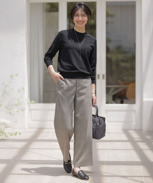 J.PRESS(ジェイプレス)の「モナベールツイル チェック ワイド パンツ(その他パンツ・レディース・ブラウン系3・T17/T15/T13)」の2枚目の写真