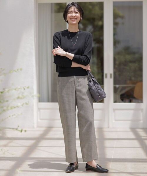 J.PRESS(ジェイプレス)の「モナベールツイル チェック ワイド パンツ(その他パンツ・レディース・ブラウン系3・T17/T15/T13)」の3枚目の写真