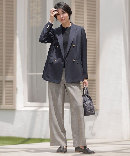 J.PRESS(ジェイプレス)の「モナベールツイル チェック ワイド パンツ(その他パンツ・レディース・ブラウン系3・T17/T15/T13)」の4枚目の写真