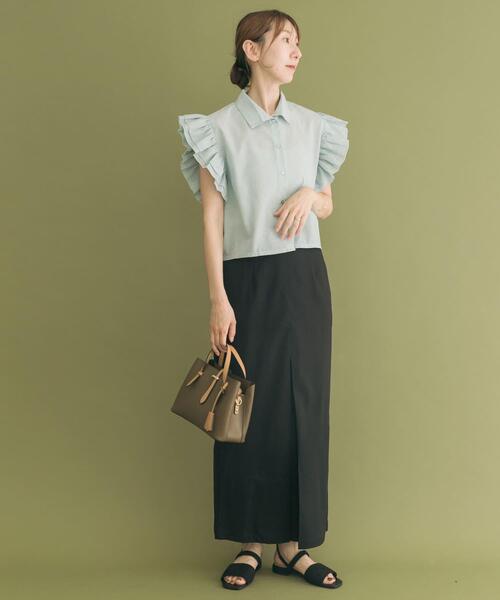 ITEMS URBANRESEARCH(アイテムズ アーバンリサーチ)の「フリルリネンショートブラウス(シャツ/ブラウス・レディース・ブラック/ストライプ/ホワイト・FREE)」の13枚目の写真