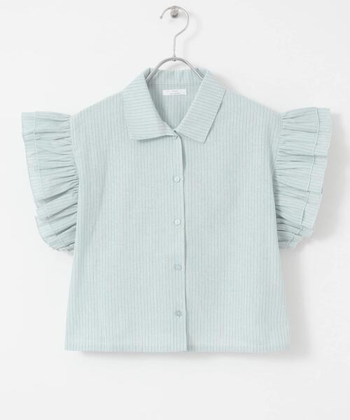 ITEMS URBANRESEARCH(アイテムズ アーバンリサーチ)の「フリルリネンショートブラウス(シャツ/ブラウス・レディース・ブラック/ストライプ/ホワイト・FREE)」の5枚目の写真