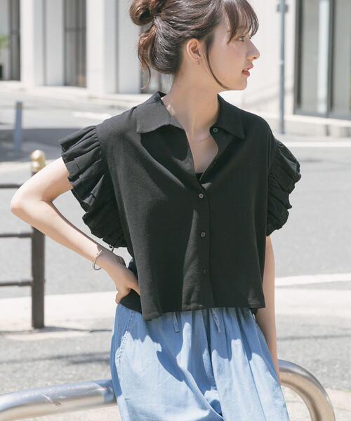 セール】フリルリネンショートブラウス（シャツ/ブラウス）｜ITEMS