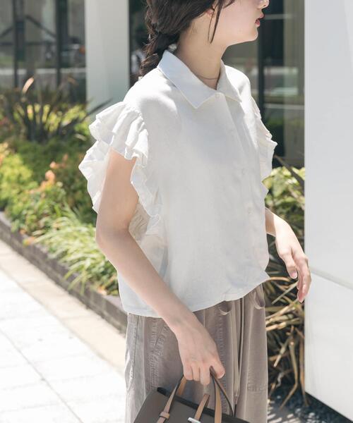 ITEMS URBANRESEARCH(アイテムズ アーバンリサーチ)の「フリルリネンショートブラウス(シャツ/ブラウス・レディース・ブラック/ストライプ/ホワイト・FREE)」の19枚目の写真