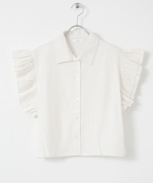 ITEMS URBANRESEARCH(アイテムズ アーバンリサーチ)の「フリルリネンショートブラウス(シャツ/ブラウス・レディース・ブラック/ストライプ/ホワイト・FREE)」の15枚目の写真