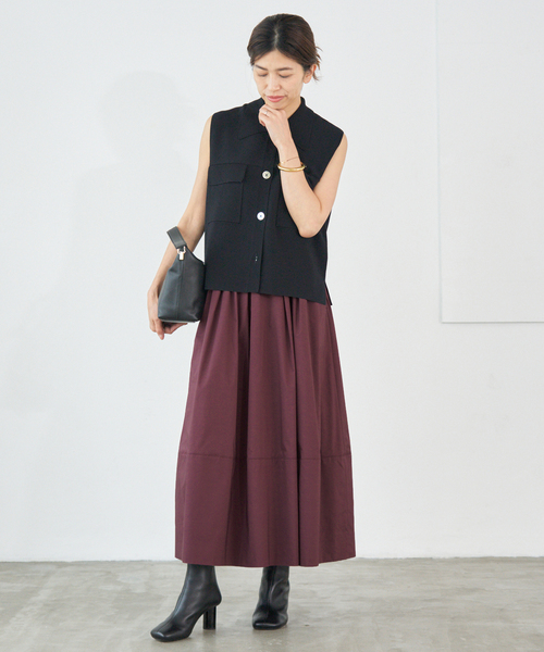 IENA(イエナ)の「タフタトリミングスカート(スカート・レディース・ブラウン/ネイビー/ボルドー・34/36/38)」の11枚目の写真