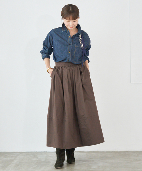 IENA(イエナ)の「タフタトリミングスカート(スカート・レディース・ブラウン/ネイビー/ボルドー・34/36/38)」の20枚目の写真