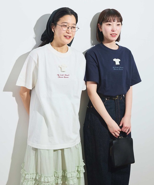 fig Ｌondon（フィグロンドン）の「●My little friend Tshirt（Tシャツ/カットソー・レディース・ネイビー/アイボリー・FREE）」の3枚目の写真
