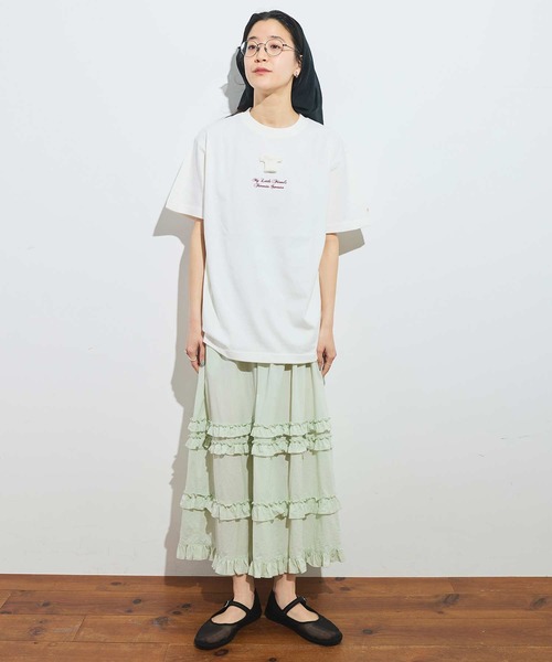 fig Ｌondon（フィグロンドン）の「●My little friend Tshirt（Tシャツ/カットソー・レディース・ネイビー/アイボリー・FREE）」の13枚目の写真