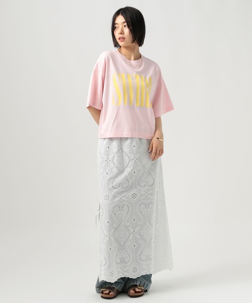 BAYFLOW(ベイフロー)の「シンプルロゴショートTシャツ(Tシャツ/カットソー・レディース・ライトピンク/ライトブルー/オフホワイト/ライトイエロー・FREE)」の7枚目の写真