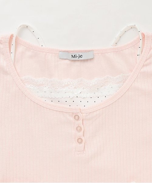 Mi-je（ミジェ）の「ViVi9月号掲載ドットキャミレイヤードトップス【韓国ファッション】（Tシャツ/カットソー・レディース・クリーム/ピンク/モカ・F）」の15枚目の写真
