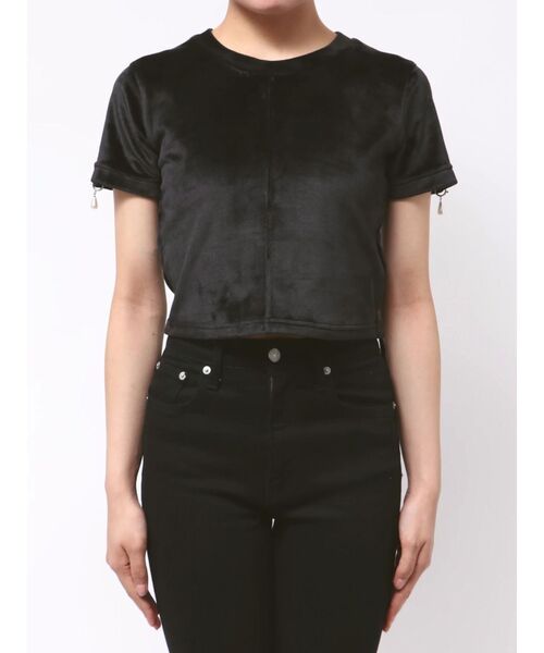 EMODA(エモダ)の「アイレットパールベロアTシャツ(Tシャツ/カットソー・レディース・グレー/その他/ブラック・FREE)」の5枚目の写真