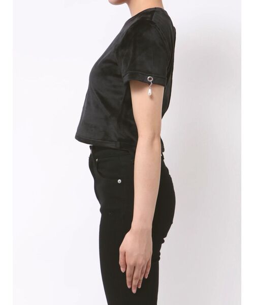 EMODA(エモダ)の「アイレットパールベロアTシャツ(Tシャツ/カットソー・レディース・グレー/その他/ブラック・FREE)」の6枚目の写真