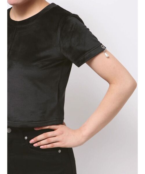 EMODA(エモダ)の「アイレットパールベロアTシャツ(Tシャツ/カットソー・レディース・グレー/その他/ブラック・FREE)」の9枚目の写真