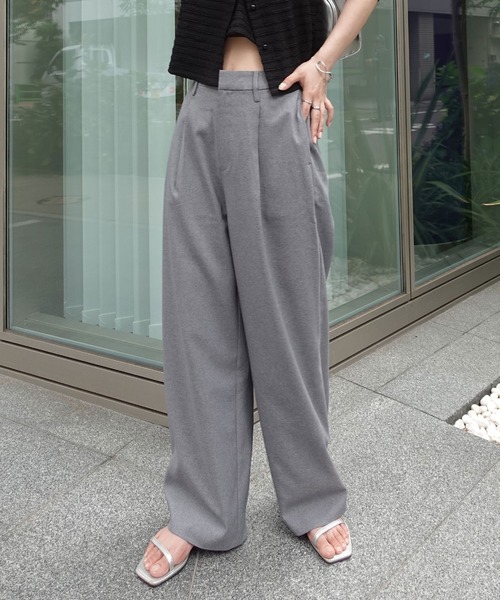 CORNERS（コーナーズ）の「ツイル バックゴム ストレート パンツ（スラックス・レディース・グレー/ブラック/グレイッシュベージュ・マルチサイズ）」の3枚目の写真