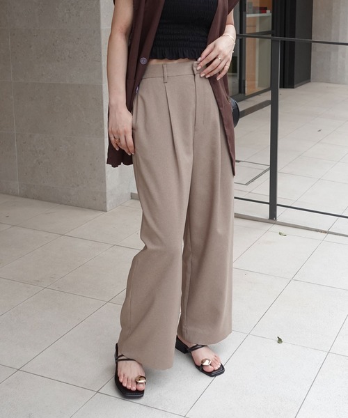 CORNERS（コーナーズ）の「ツイル バックゴム ストレート パンツ（スラックス・レディース・グレー/ブラック/グレイッシュベージュ・マルチサイズ）」の6枚目の写真