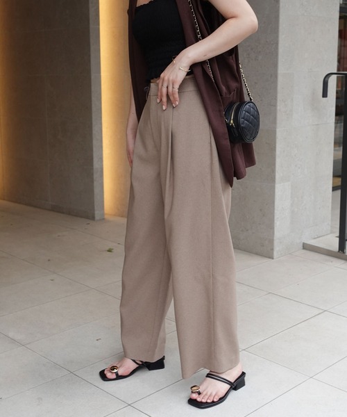 CORNERS（コーナーズ）の「ツイル バックゴム ストレート パンツ（スラックス・レディース・グレー/ブラック/グレイッシュベージュ・マルチサイズ）」の7枚目の写真