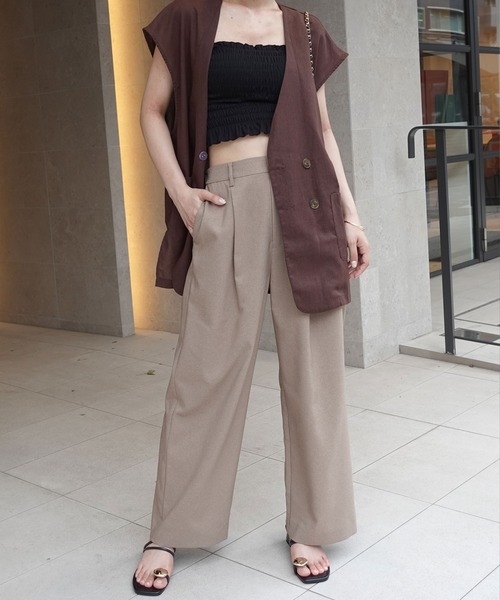 CORNERS（コーナーズ）の「ツイル バックゴム ストレート パンツ（スラックス・レディース・グレー/ブラック/グレイッシュベージュ・マルチサイズ）」の10枚目の写真