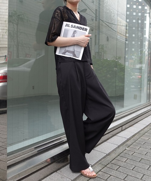 CORNERS（コーナーズ）の「ツイル バックゴム ストレート パンツ（スラックス・レディース・グレー/ブラック/グレイッシュベージュ・マルチサイズ）」の11枚目の写真