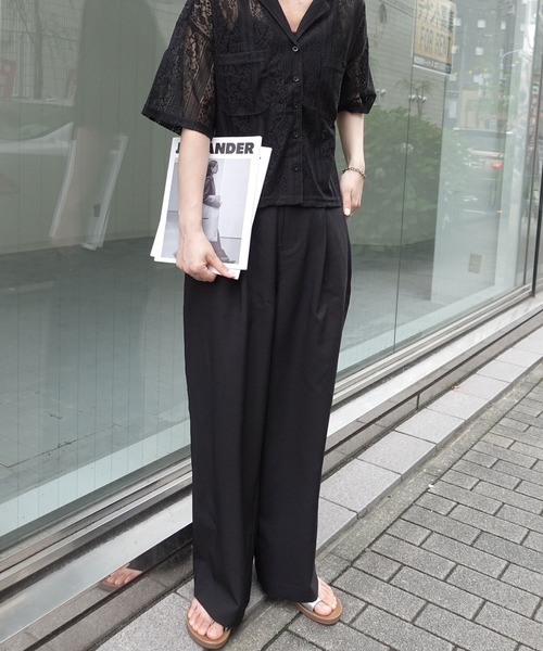 CORNERS（コーナーズ）の「ツイル バックゴム ストレート パンツ（スラックス・レディース・グレー/ブラック/グレイッシュベージュ・マルチサイズ）」の14枚目の写真