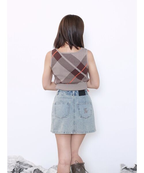 EATME（イートミー）の「チェックニットTOP（ニット/セーター・レディース・ベージュ/オフホワイト/グレー・FREE）」の9枚目の写真